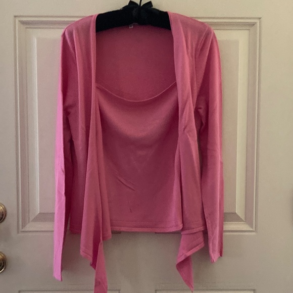 Vertigo Paris Tie Front Fine Gauge Knit Sweater & Camisole/Pink/One Piece/Size L - Picture 3 of 4